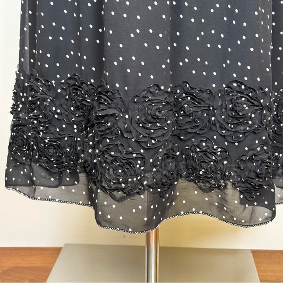 Max Studio Sheer Sleeveless V-Neck Black With White Polka Dots Dress Size Small - Picture 4 of 16
